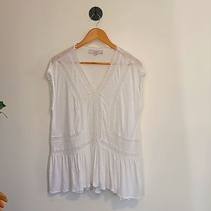 Linen Crochet Trim Babydoll Top